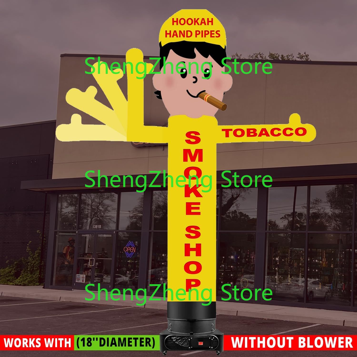 Vaping Store - 1個入り 8フィート スモークショップ ウェイキーウェイビングマンパペット 屋外広告用、電子タバコ＆タバコ店販促用 -